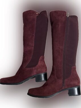 Marc Fisher Burgundy Suede Boots -Spandex Calf for perfect fit wide of regular